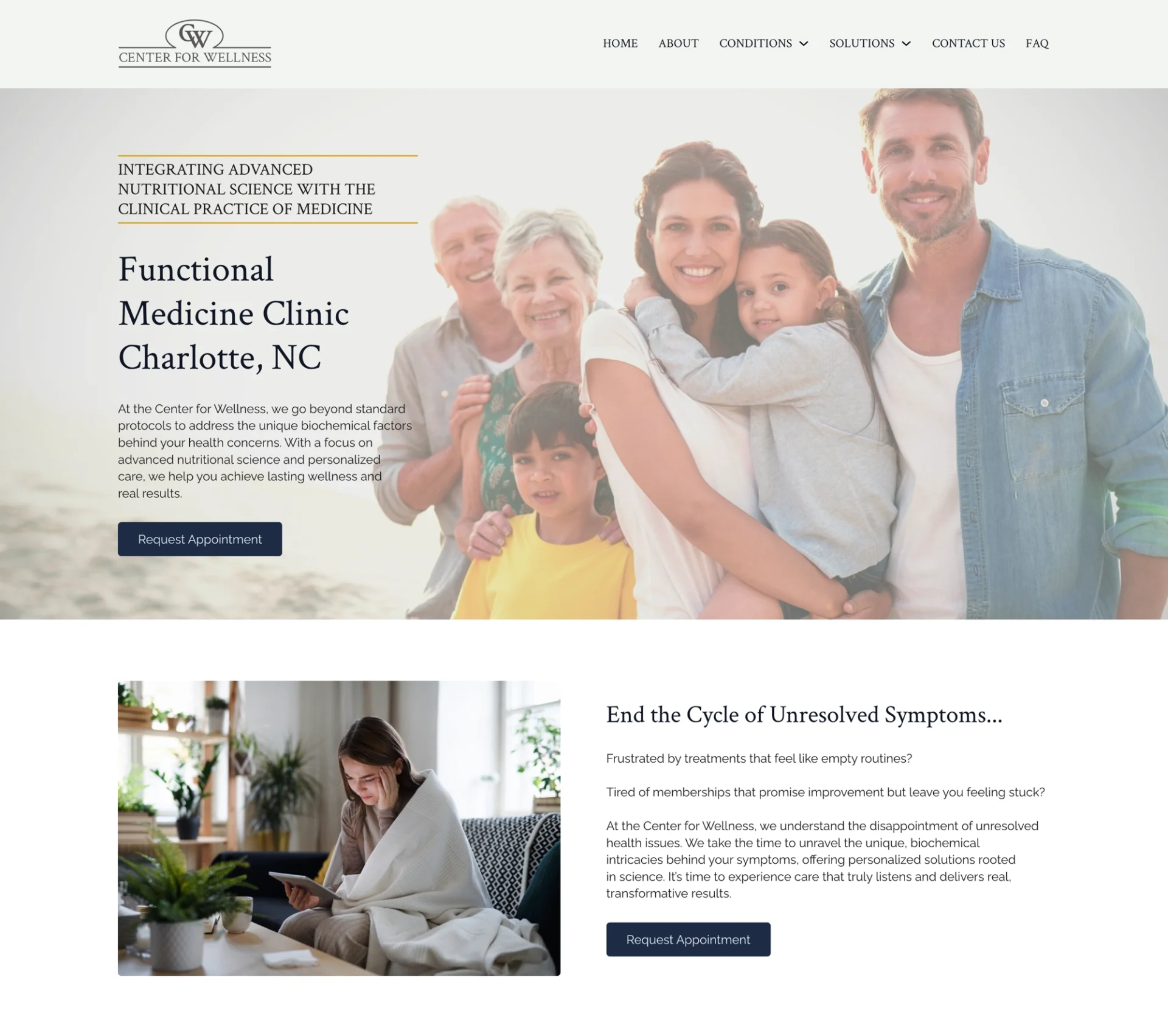 Screenshot - Center for Wellness homepage