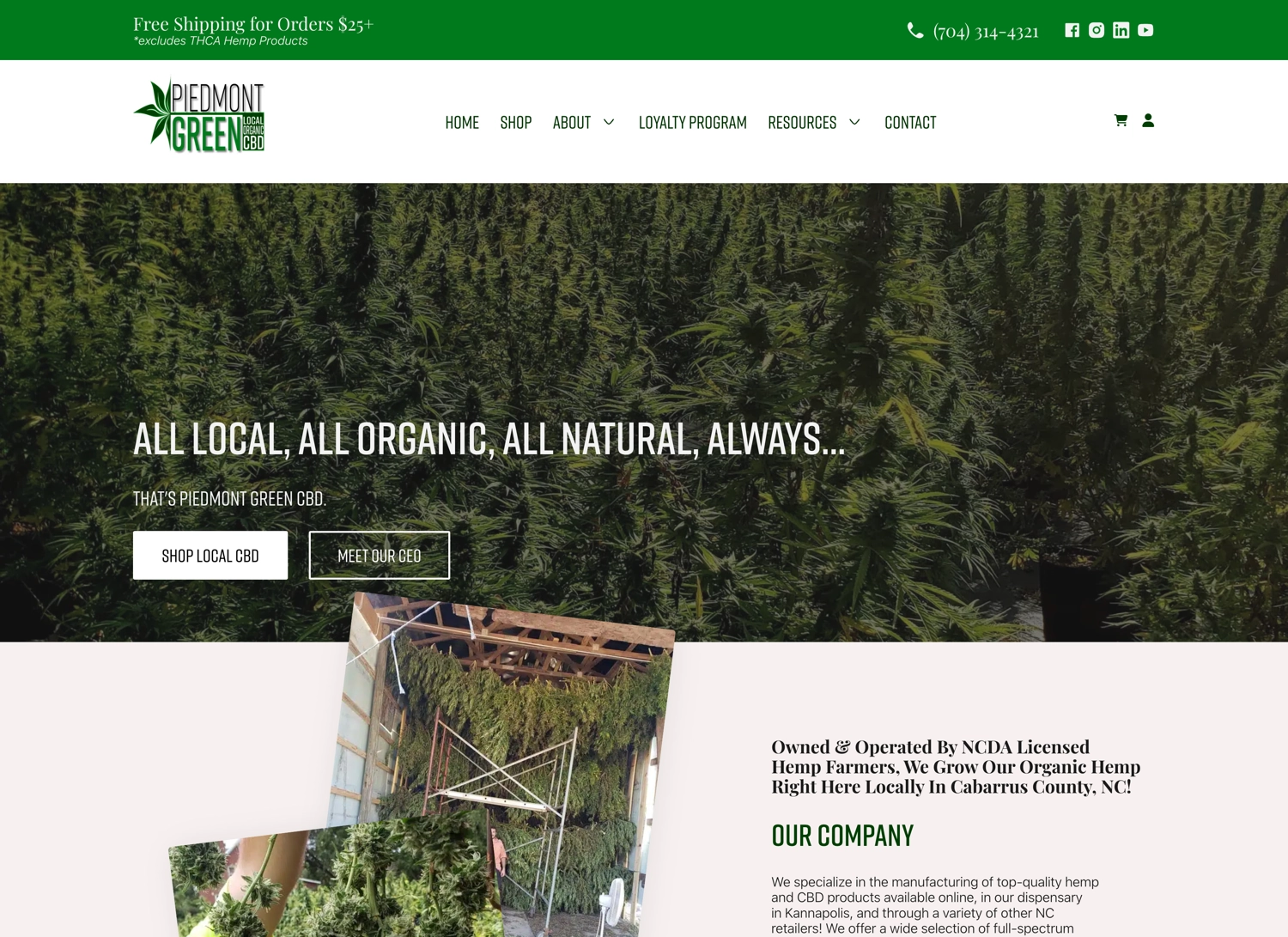 piedmontgreencbd.com website screenshot